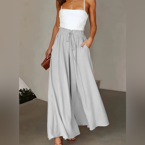 Boutique Pants - New Women's Palazzo Wide-Leg Pants elastic waistband gray size XL